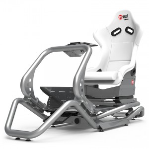 Rseat N1 White Seat / Silver Frame Racing Simulator Cockpit